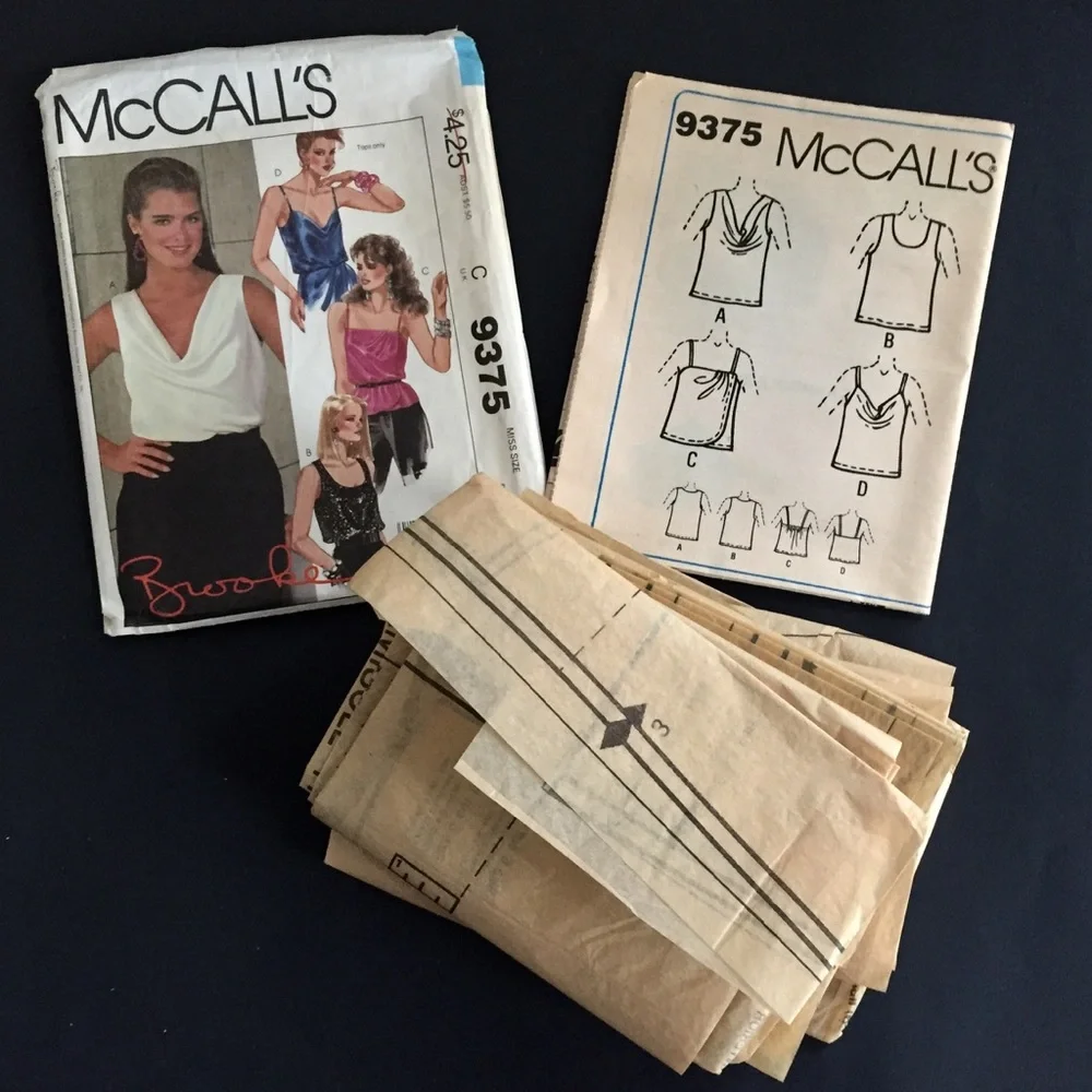 Vintage Brooke Shields Tops & Camisoles Sewing Pattern McCall’s 9375 XS